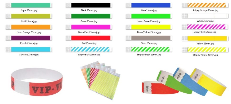 Customized Wristbands Tyvek colours