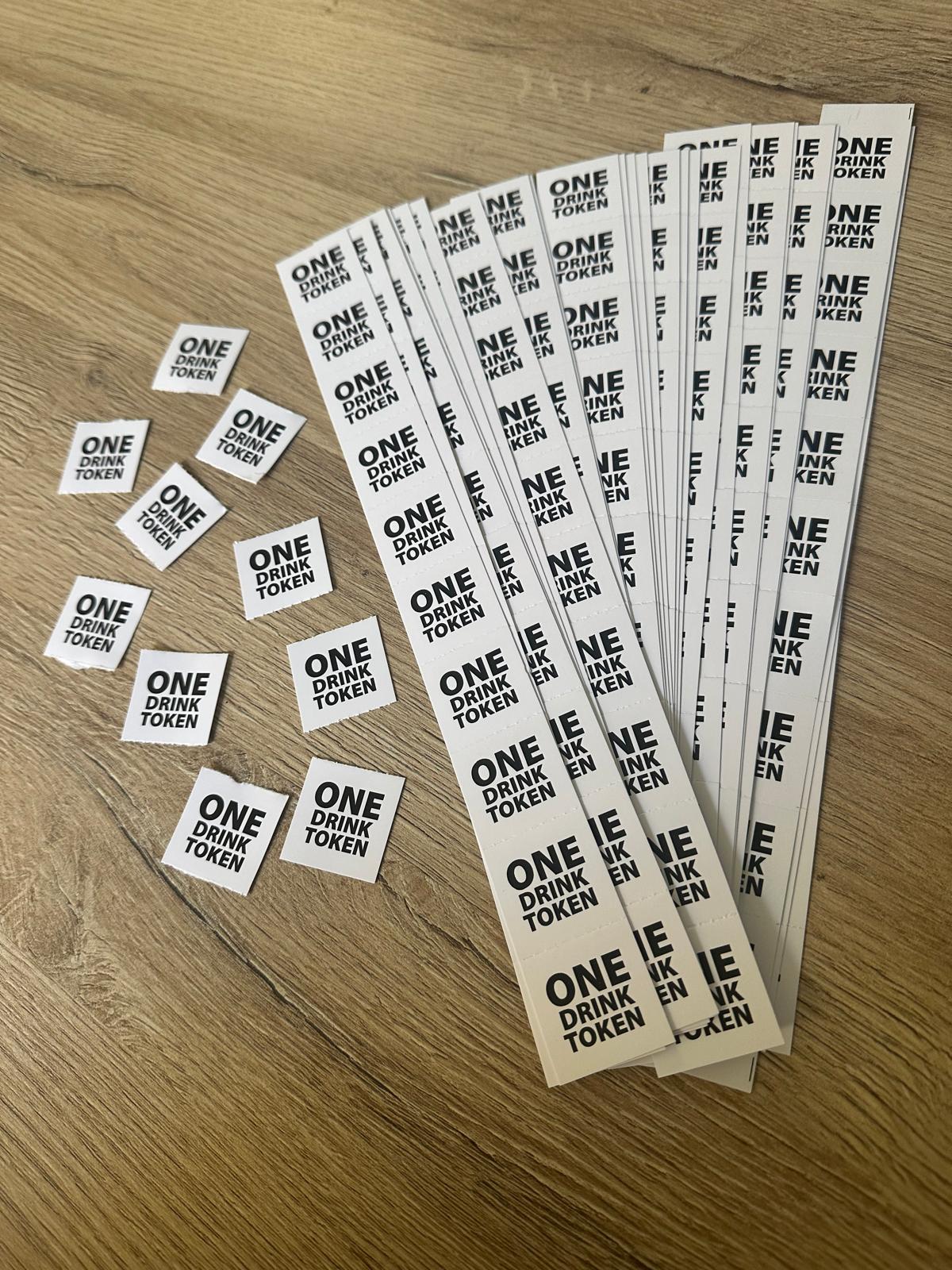 Drink tokens paper drink tokens